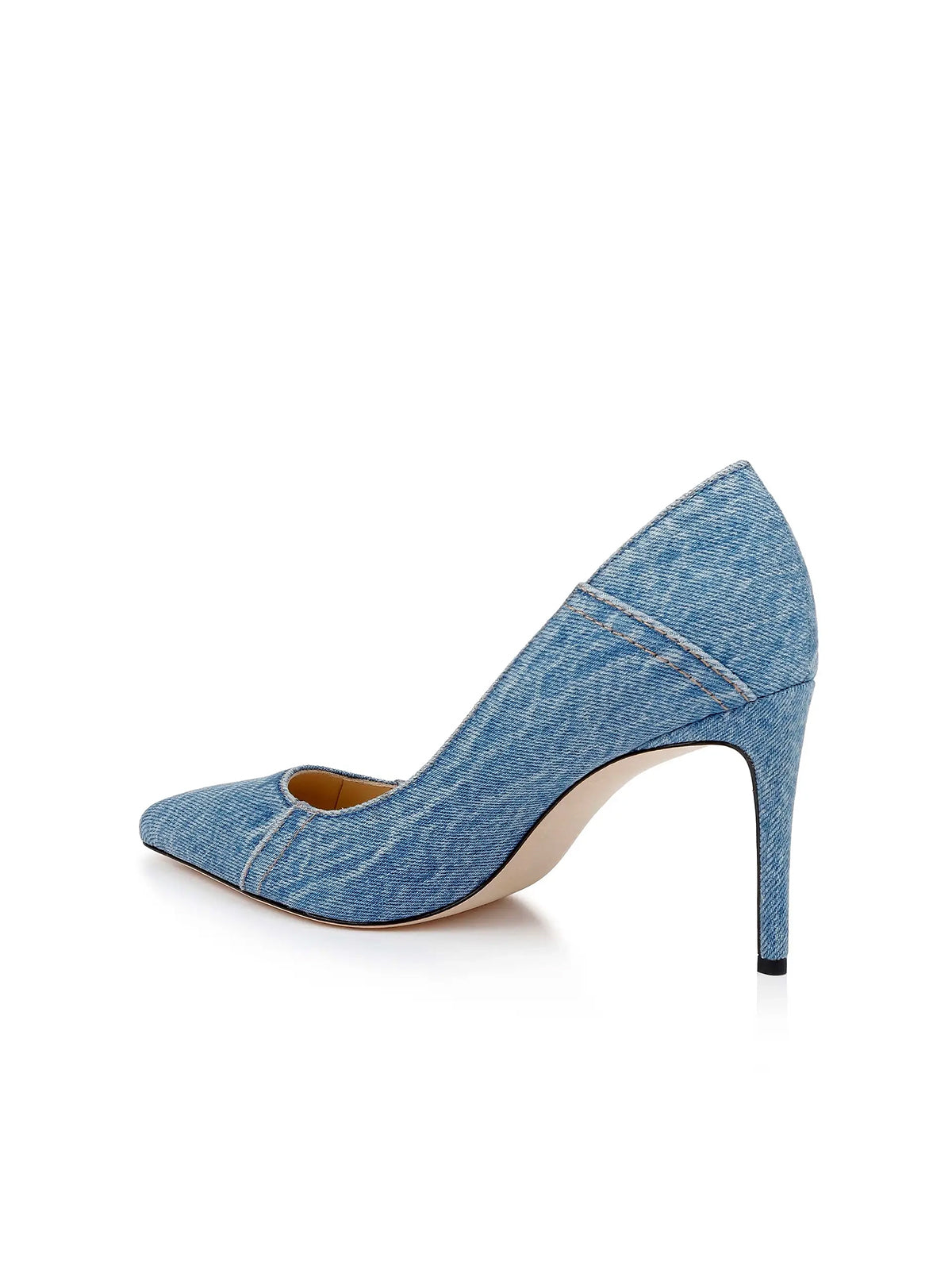 Blue Denim Pointed-Toe Slip-On Backless Pumps