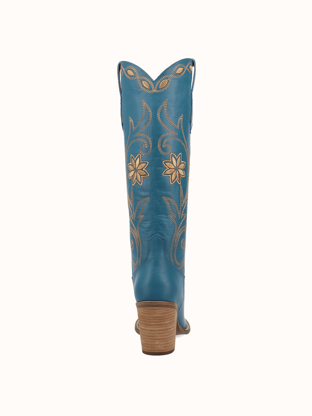 Snip-Toe Flowers And Chic Embroidery Wide Calf Knee High Cowgirl Boots - Blue