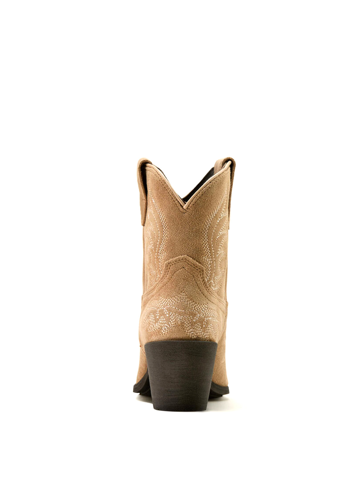 Taupe Faux suede Stitch Almond-Toe Cowgirl Short Ankle Western Boots