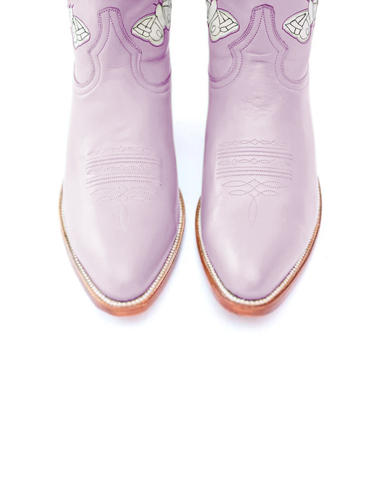 Purple Almond-Toe Butterfly Inlay Ankle Cowgirl Boots