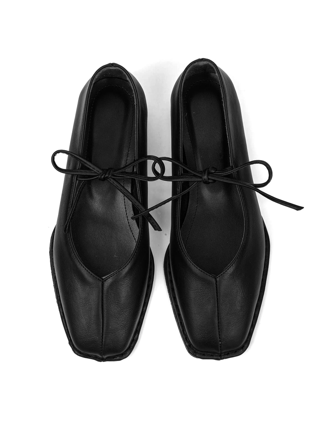 Black Square-Toe Classic Bridge Strap Slip-On Stylish Flats