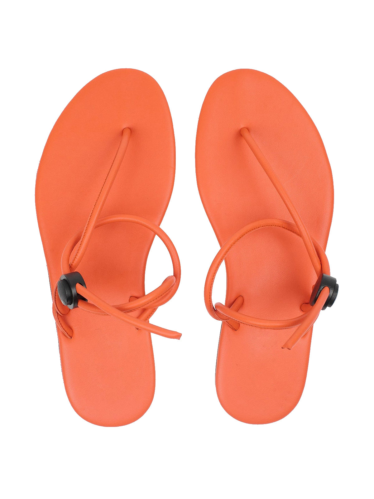 Orange Round-Toe Flip-Flops String Detail Slip-On Flats