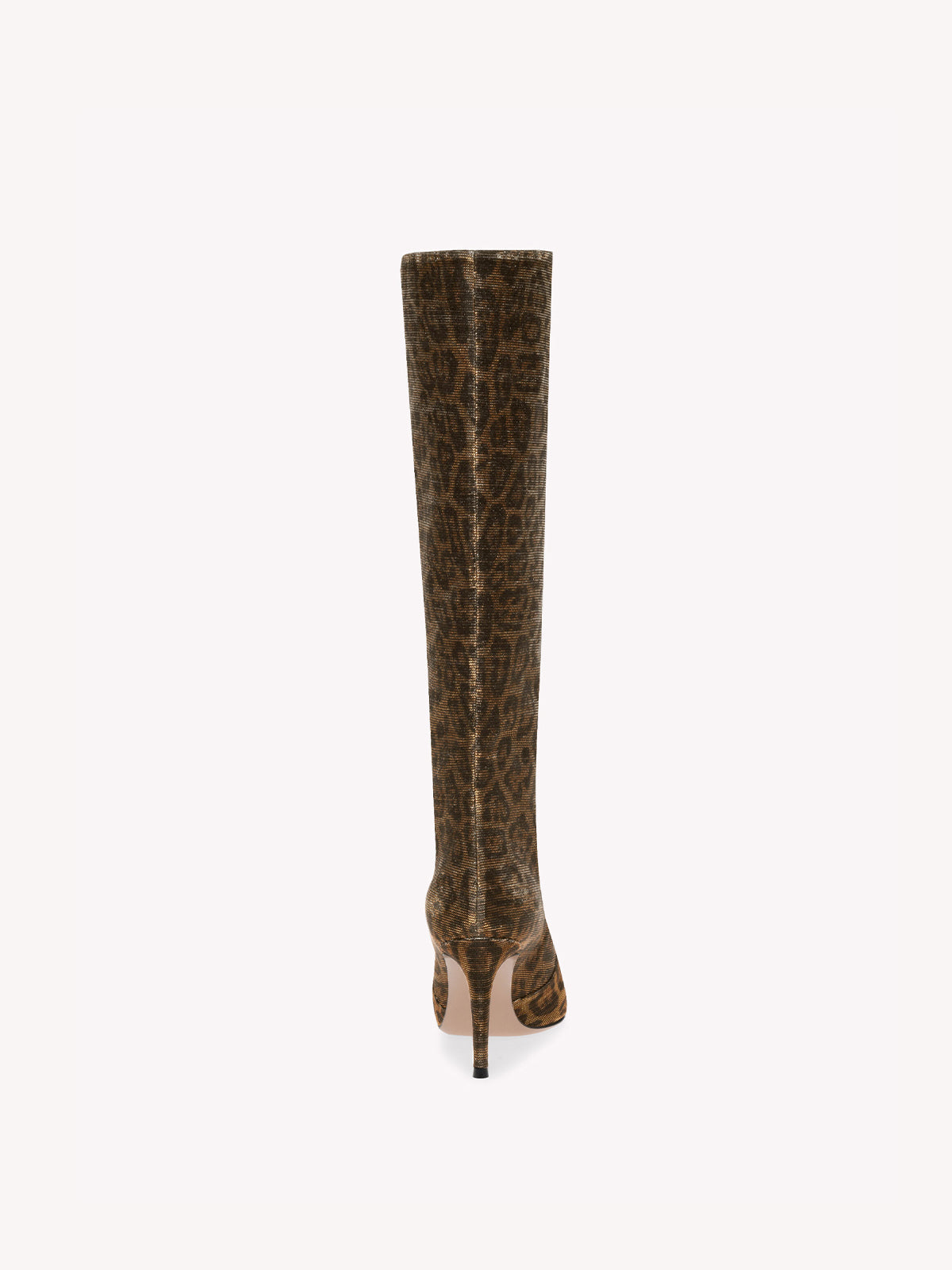 Leopard Faux Suede Pointed-Toe Wide Calf Knee High Stiletto Boots