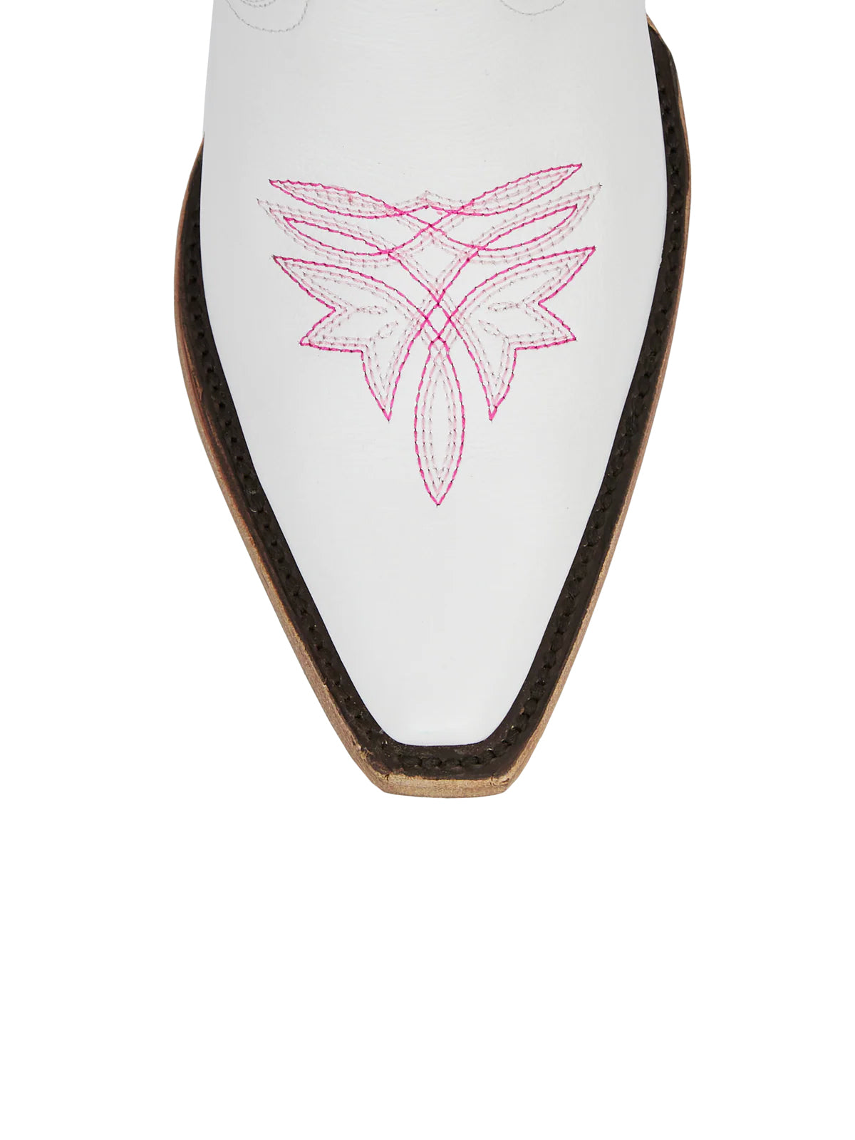 Western Snip-Toe Pink Embroidery Classic Knee High Half-Zip Cowgirl Boots - White