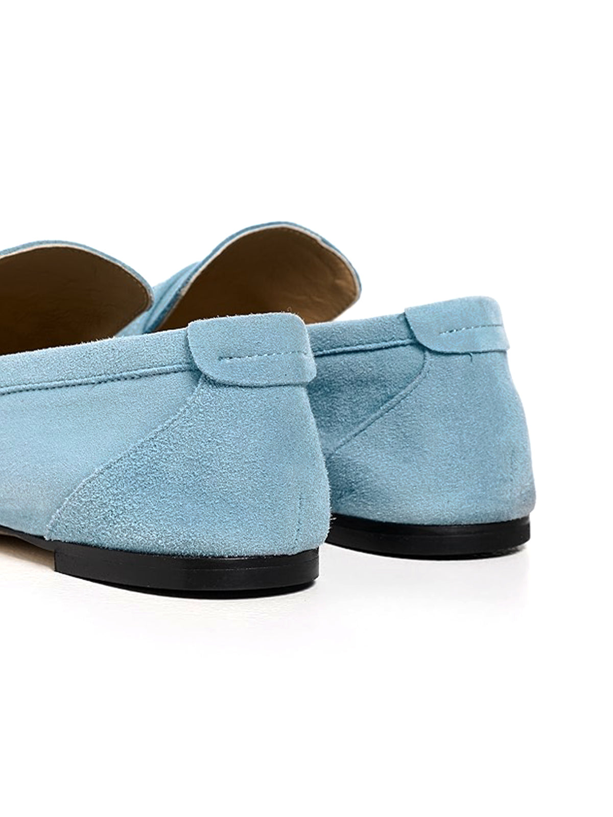 Round-Toe Slip-On Classic Loafers Flats - Blue Faux Suede