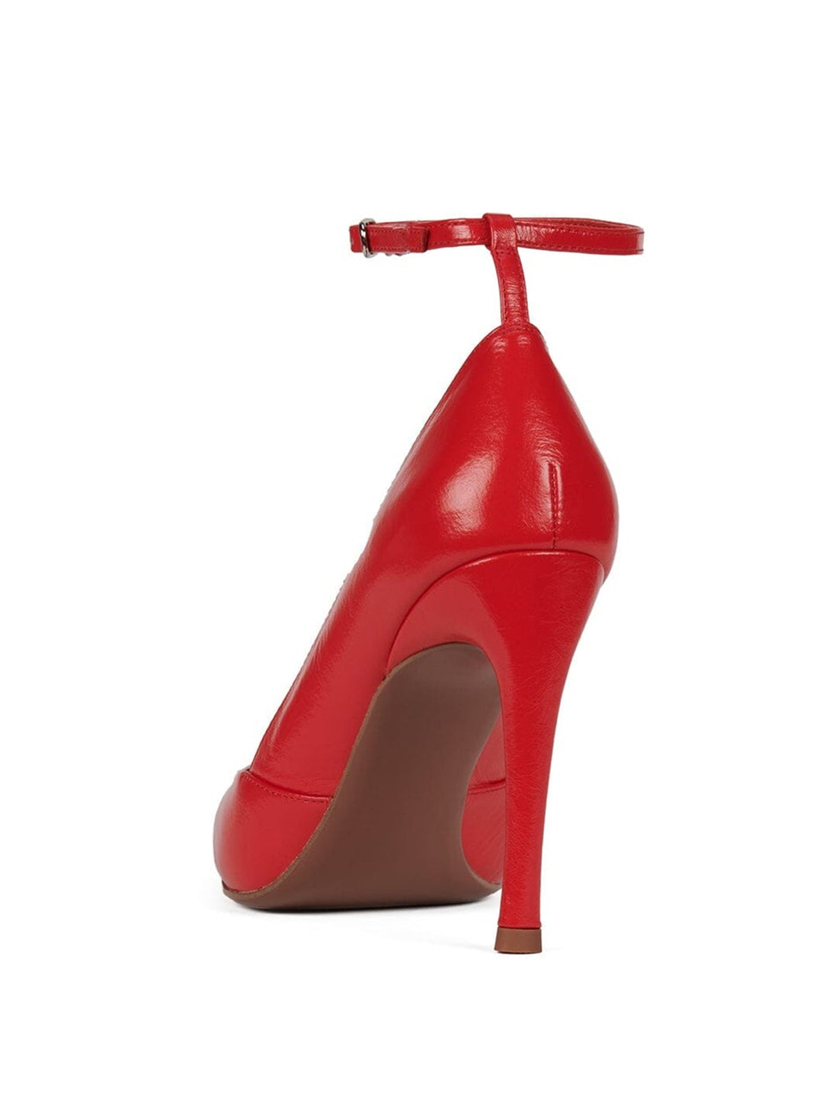 Red Pointed-Toe Simple And Chic Ankle Strap Sleek High Heels