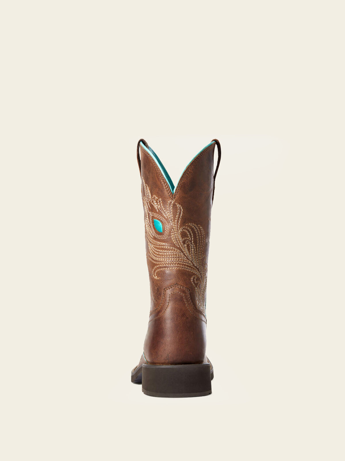 Brown Square-Toe Leaf Embroidery Wide Mid Calf Cowgirl Boots
