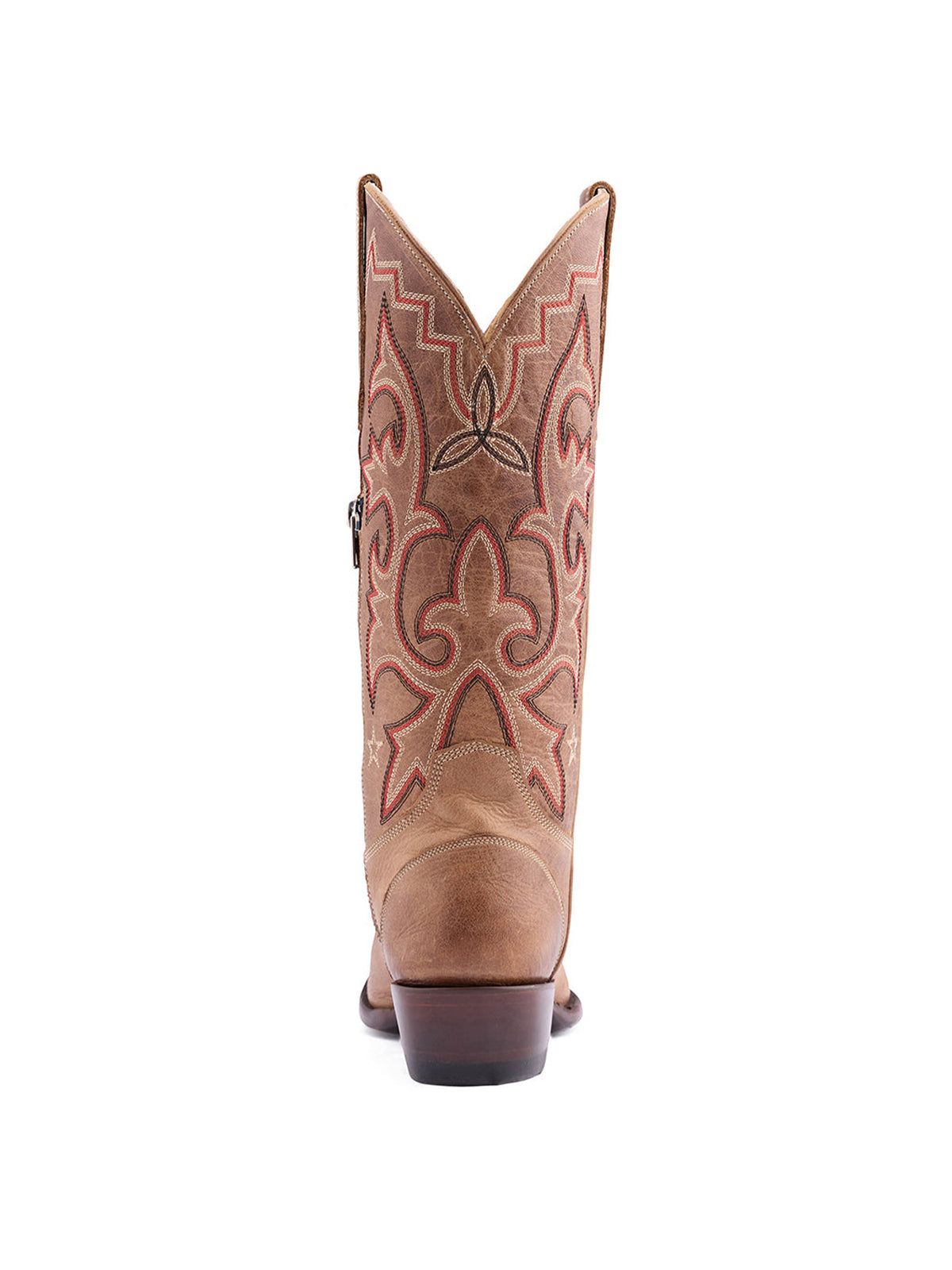 Cognac Snip-Toe Classic And Star Embroidery Half-Zip Mid Calf Cowgirl Boots