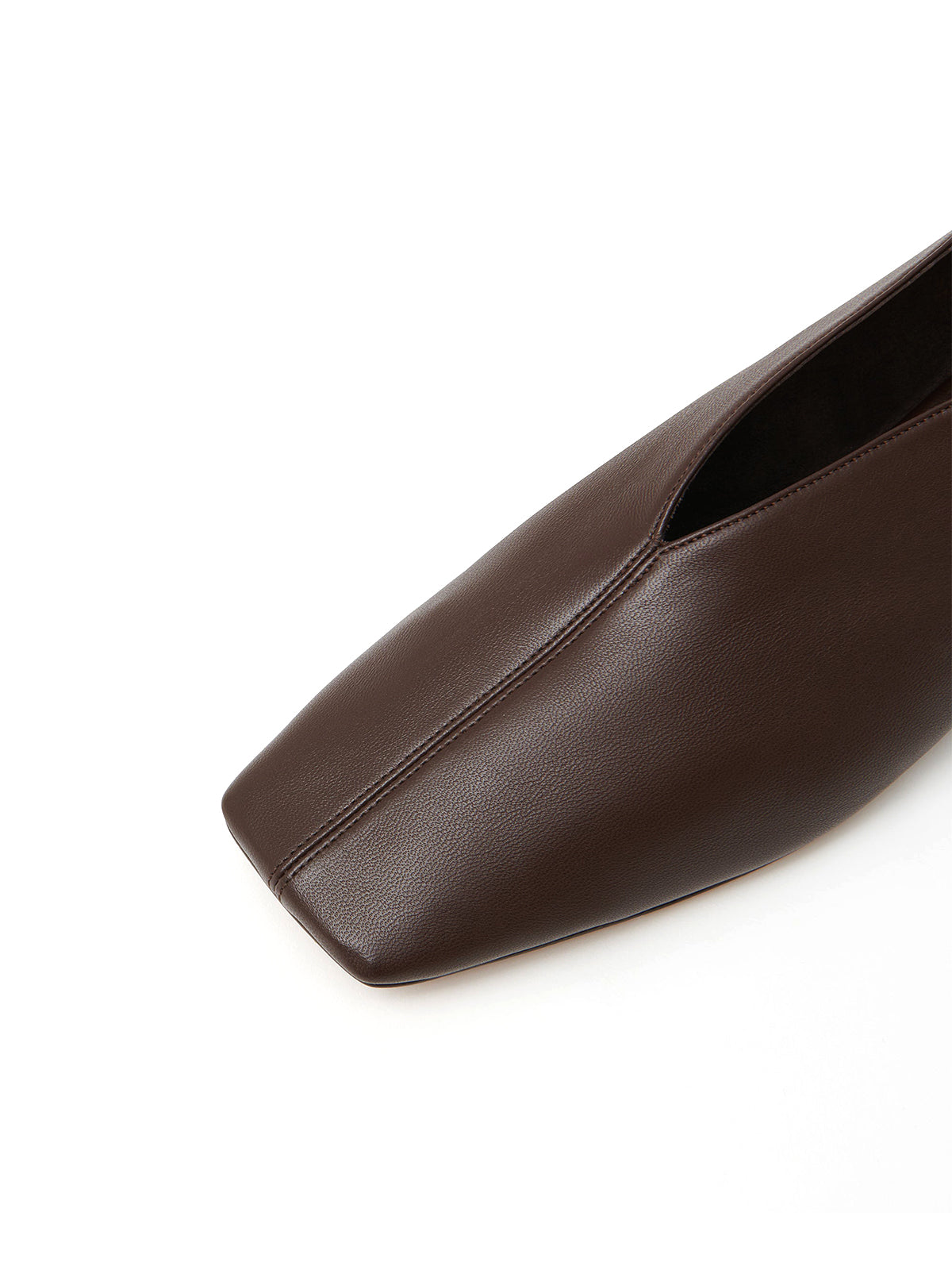 Chocolate Square-Toe V-Cut Vamp Simple Flats