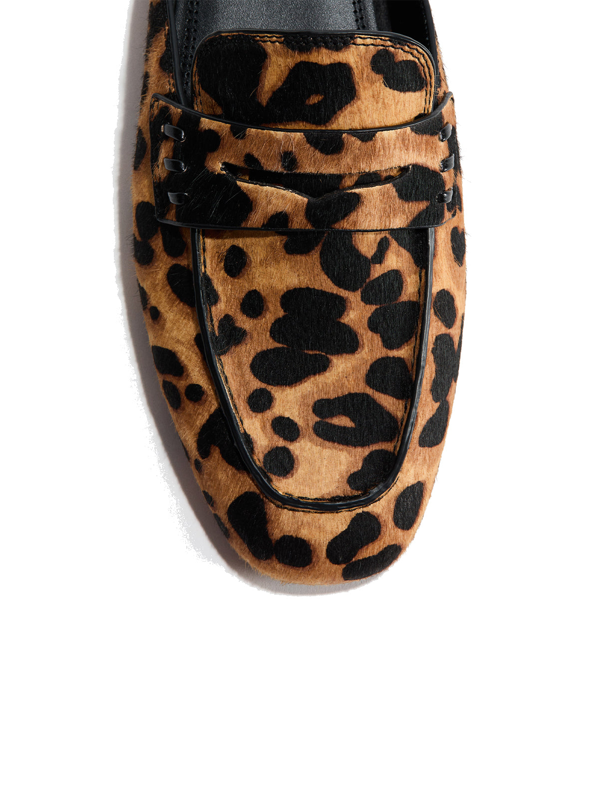 Leopard Print Pony Hair Vegan Leather Square-Toe Chic Loafers Flats