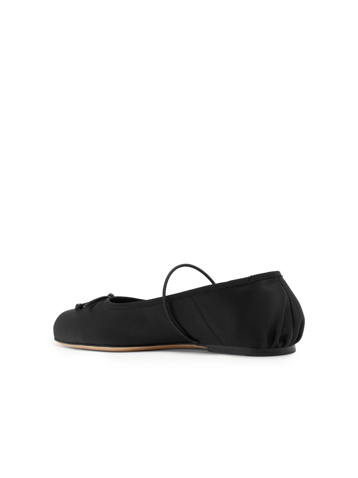 Black Satin Square-Toe Ballet Classic Flats With Bow