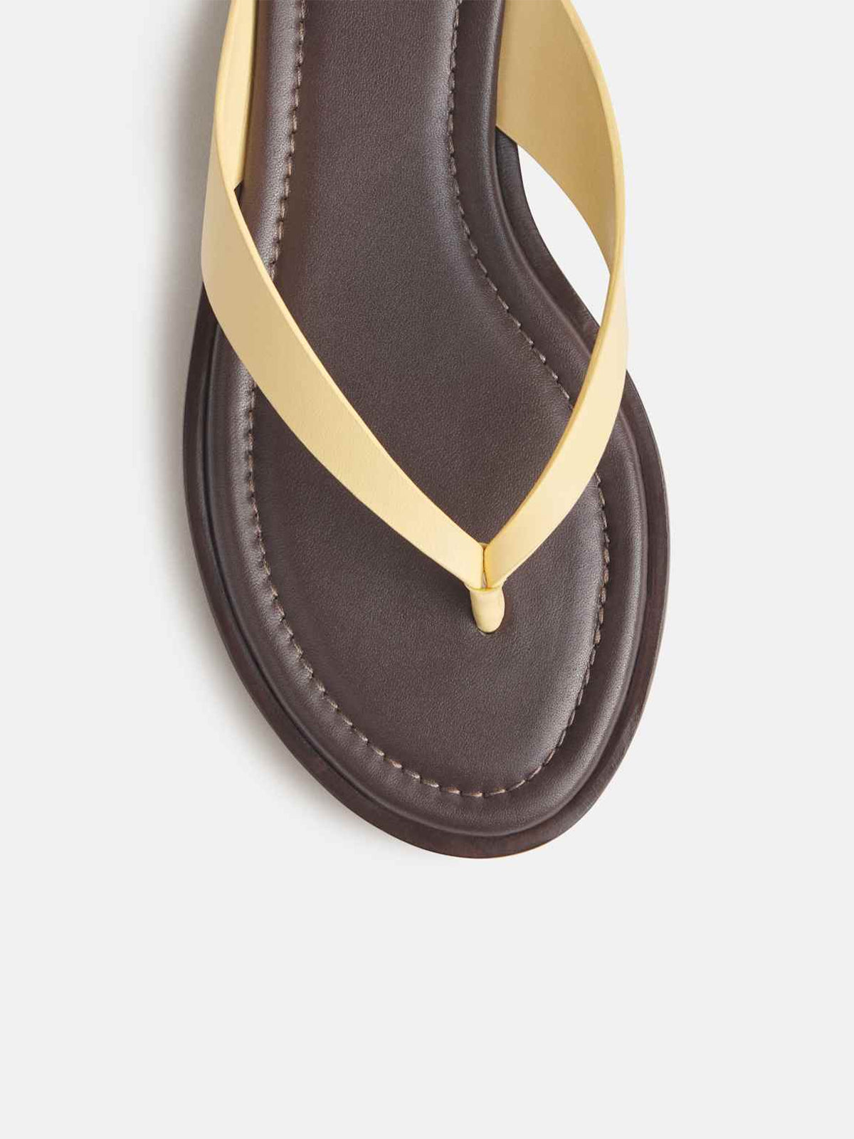 Yellow Round-Toe Flip-Flop Slip-On Flats Sandals