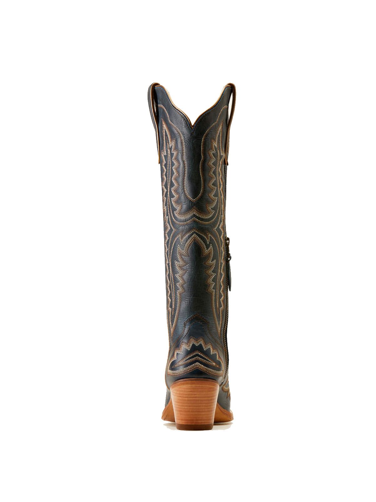Western Embroidery Tall Snip-Toe Half-Zip Knee High Cowgirl Boots - Dark Navy