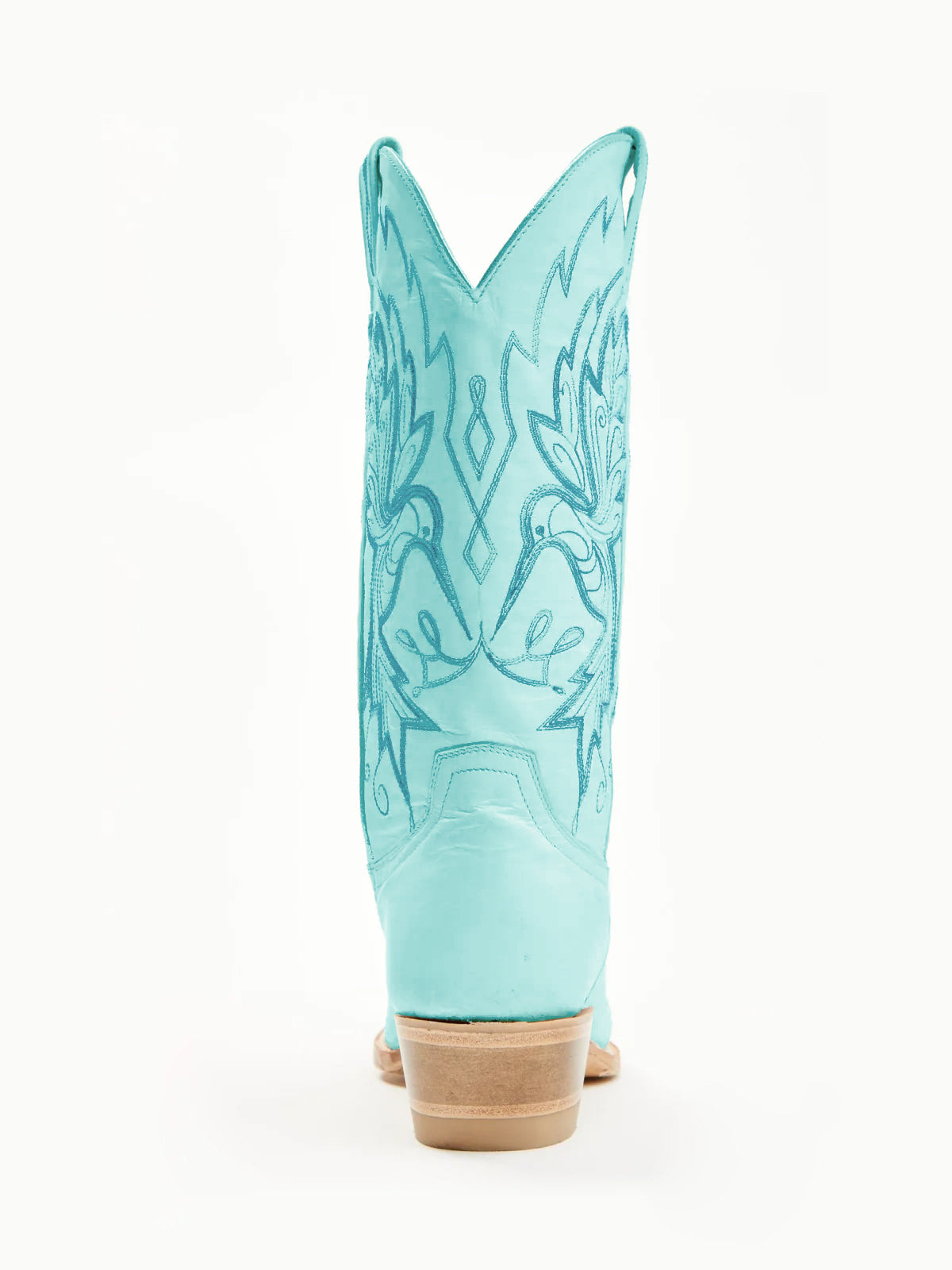 Turquoise Snip-Toe Vivid Bird Embroidery Mid Calf Cowgirl Boots