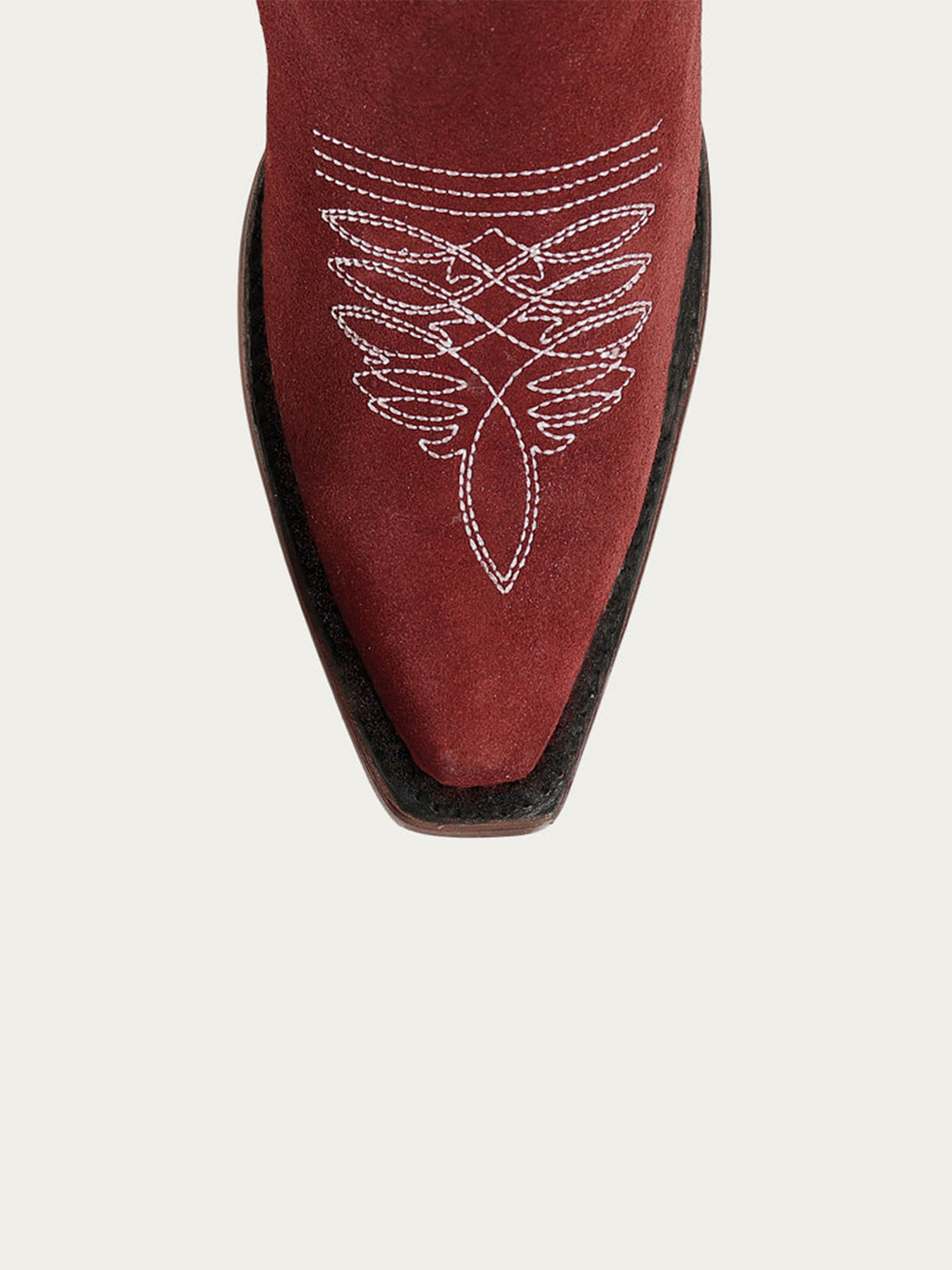 Chic Wings Embroidery Snip-Toe Full-Zip Knee High Cowgirl Boots - Wine Red