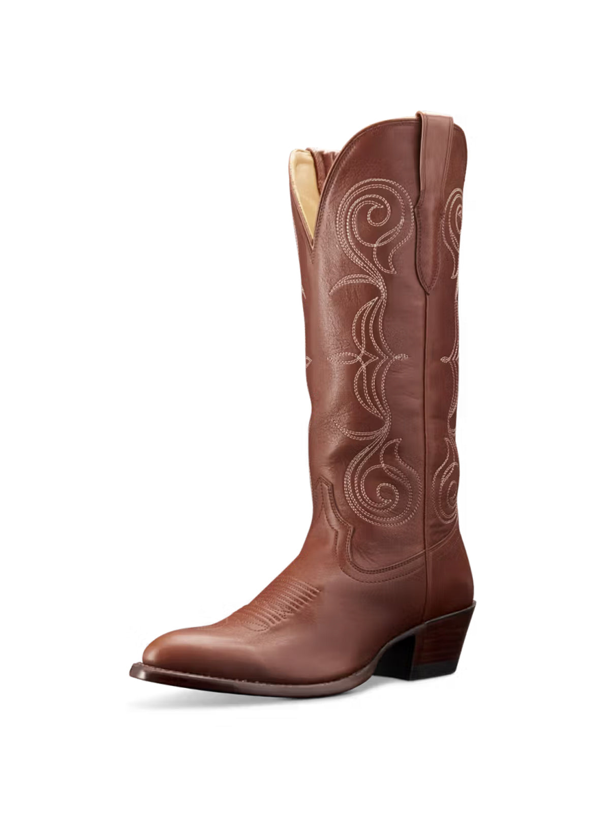 Saddle Round-Toe Knee High Wide Calf Embroidery Cowgirl Boots