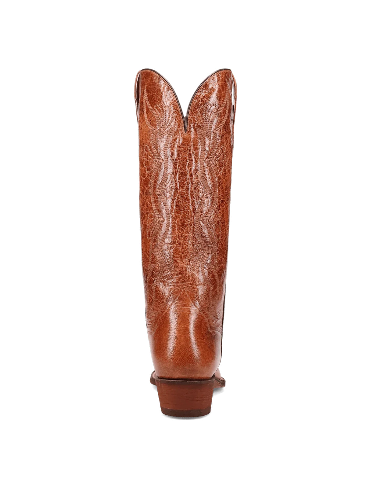 Distressed Whiskey Almond-Toe Fan-Shaped Embroidery Wide Knee High Cowgirl Boots