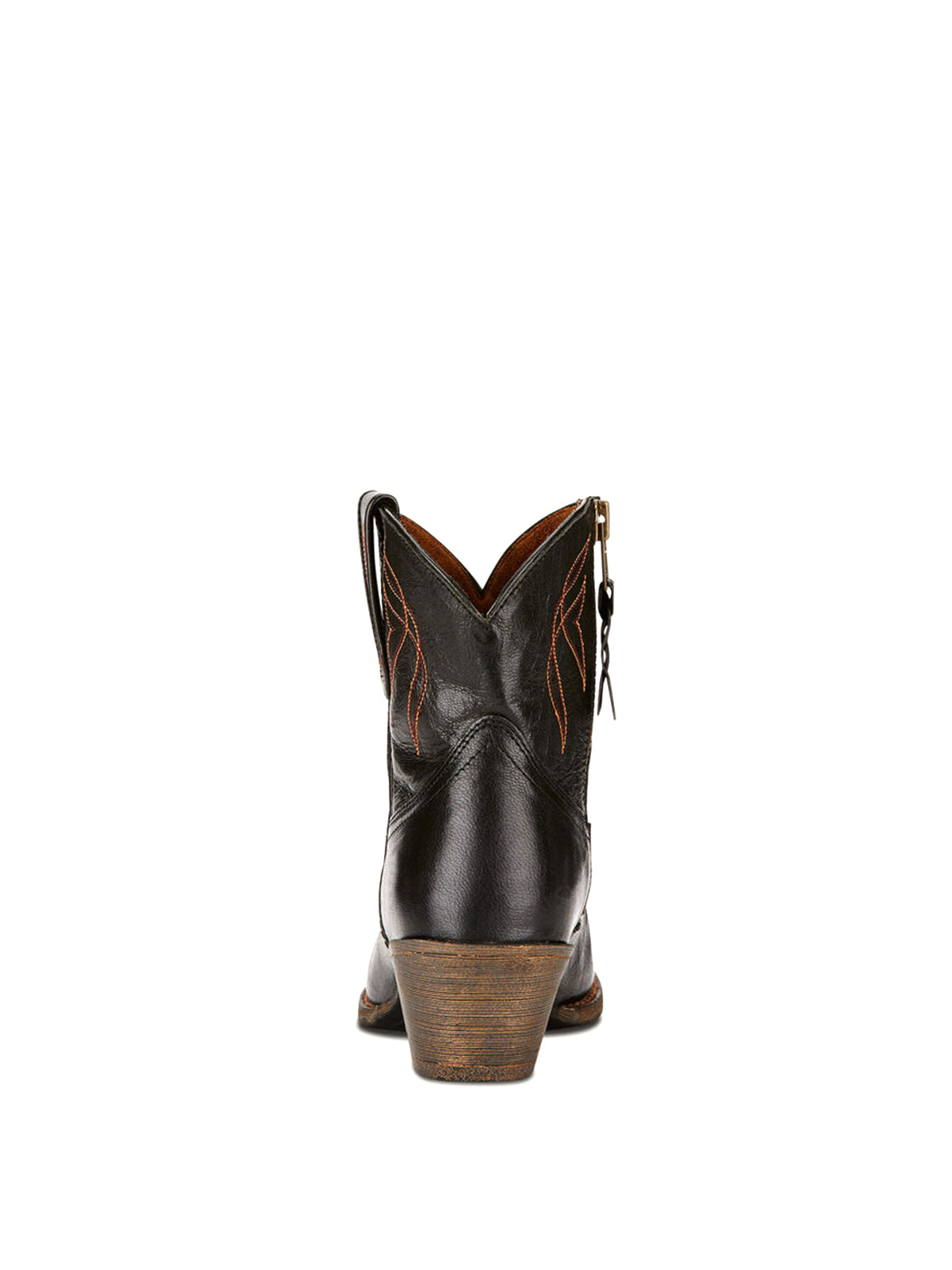 Almond-Toe Stitch Cowgirl Short Ankle Western Booties In Black