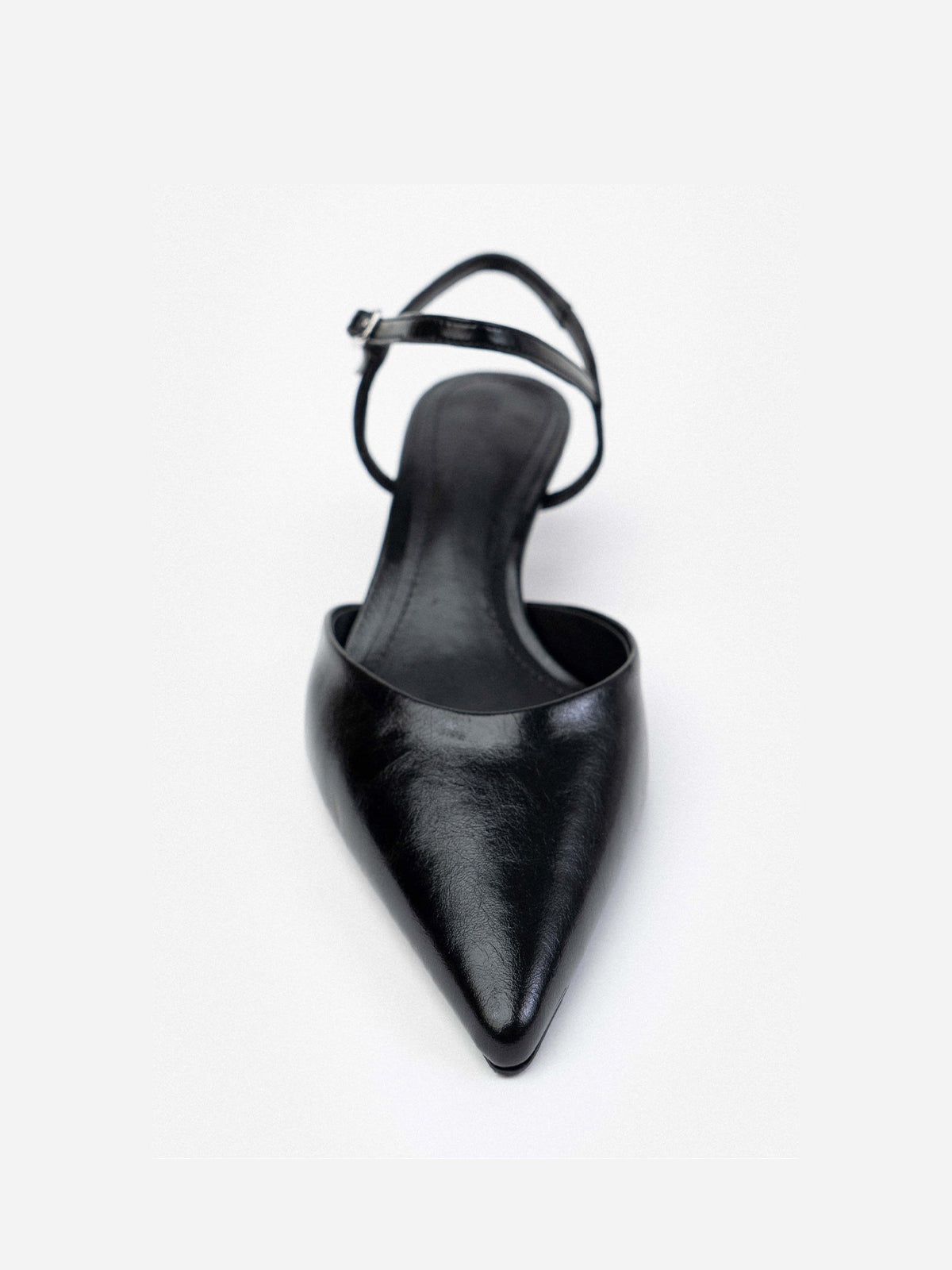 Ankle Strap Pointed-Toe Concise Kitten Heels - Black