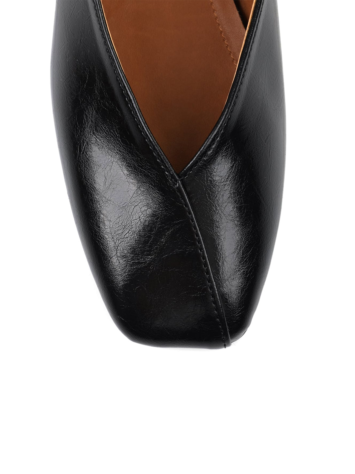 Black Square-Toe Classic Buckle Back Strap Slip-On Flats