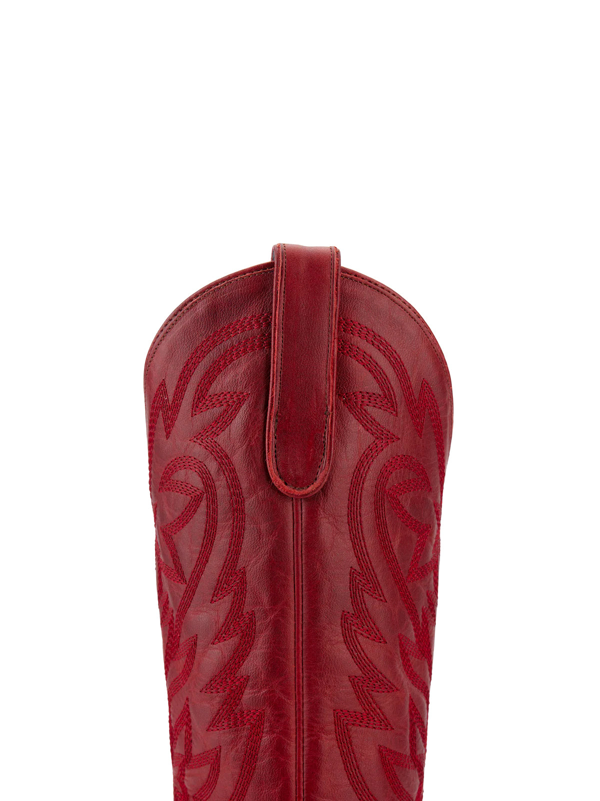 Western Snip-Toe Embroidery Classic Knee High Half-Zip Cowgirl Boots - Ruby Red