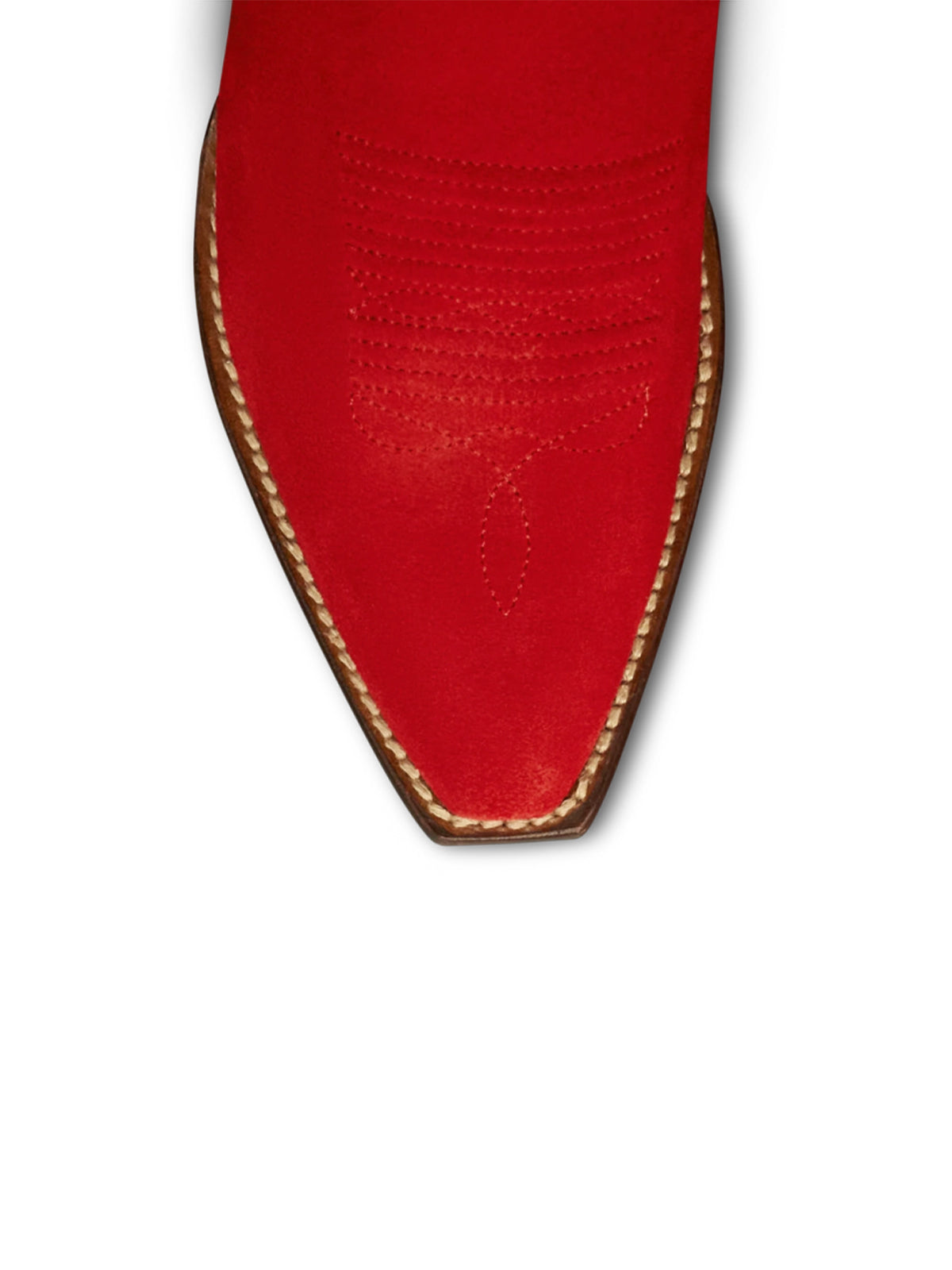 Red Faux Suede Snip-Toe Embroidery Ankle Booties