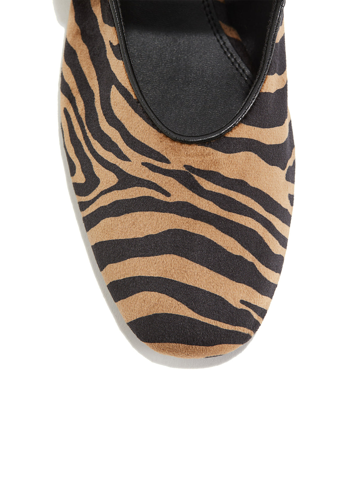 Zebra Print Faux Suede Square-Toe Mary Jane Ballet Flats