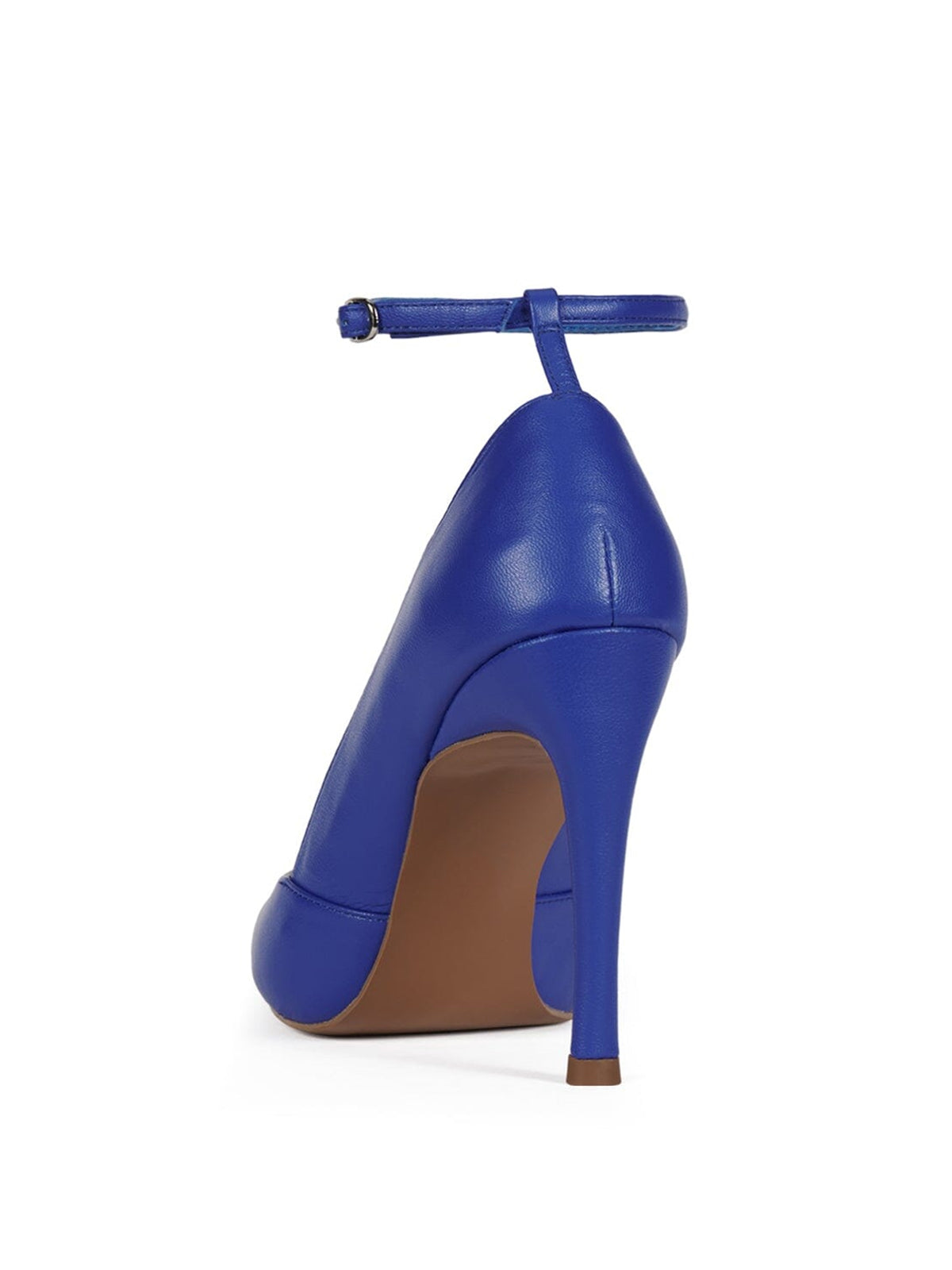 Blue Pointed-Toe Simple And Chic Ankle Strap Sleek High Heels