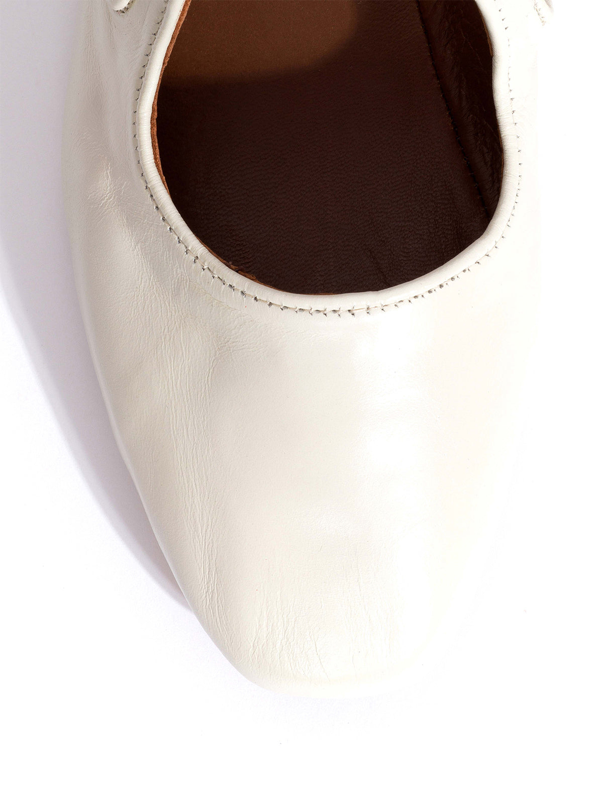 Square-Toe Buckle Strap Chic Flats - White