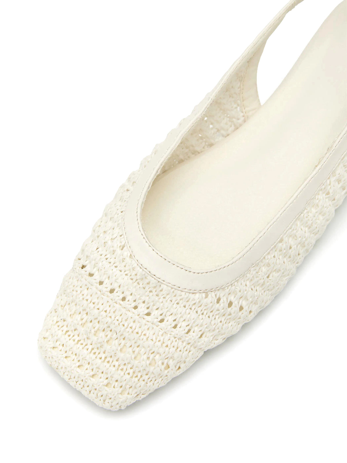 Ivory Grass Woven Square-Toe Classic Back Strap Flats
