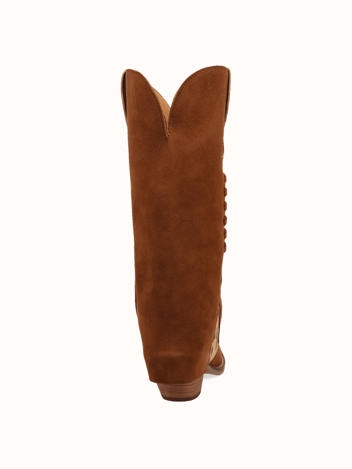 Camel Faux Suede And Leopard Pattern Faux Suede Snip-Toe Fold-Over Wide Calf Knee High Cowgirl Boots