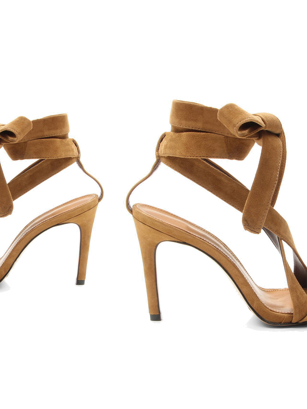 Caramel Faux Suede Pointed-Toe Strappy And Ankle Wrap Strap High Heels