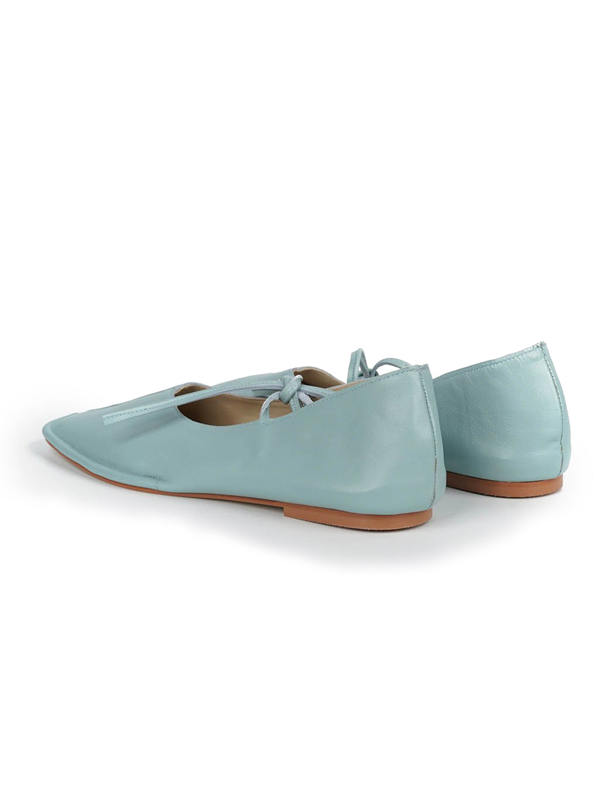 Sky Blue Square-Toe Middle Strap Slip-On Chic Flats