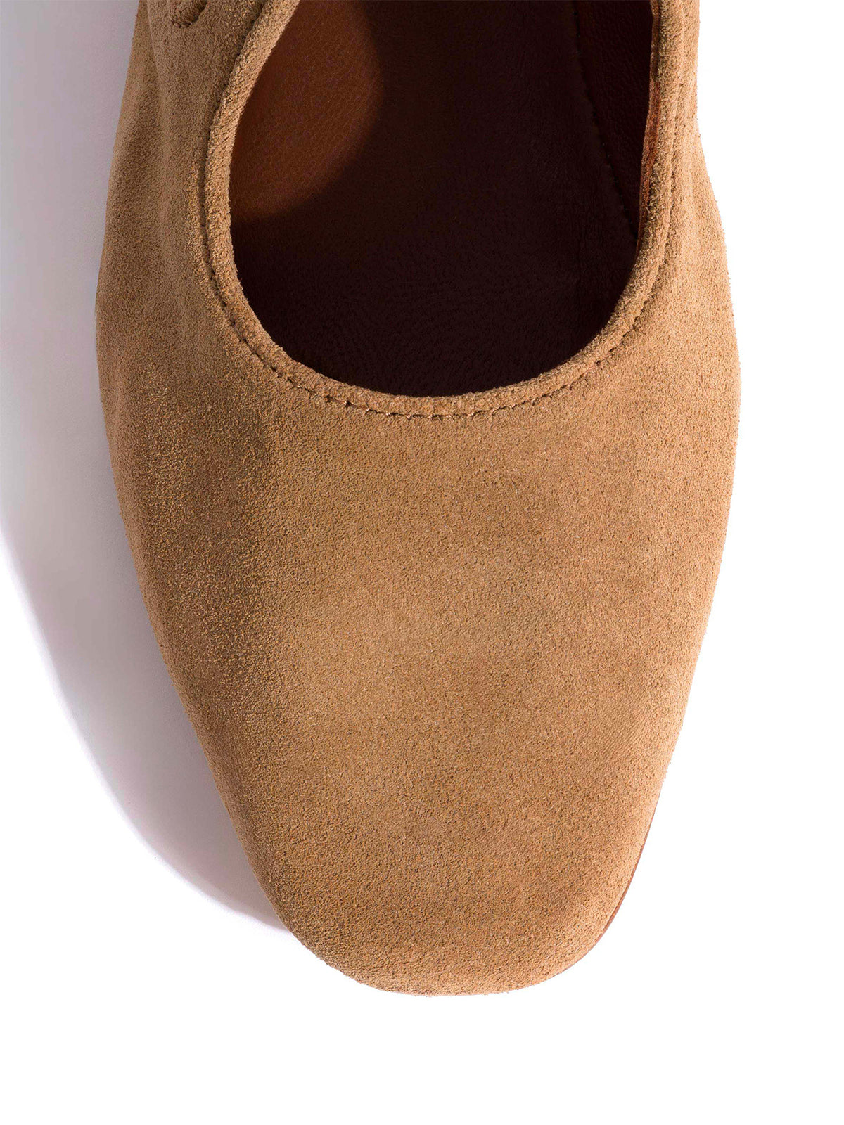 Square-Toe Buckle Strap Chic Flats - Light Tan Faux Suede
