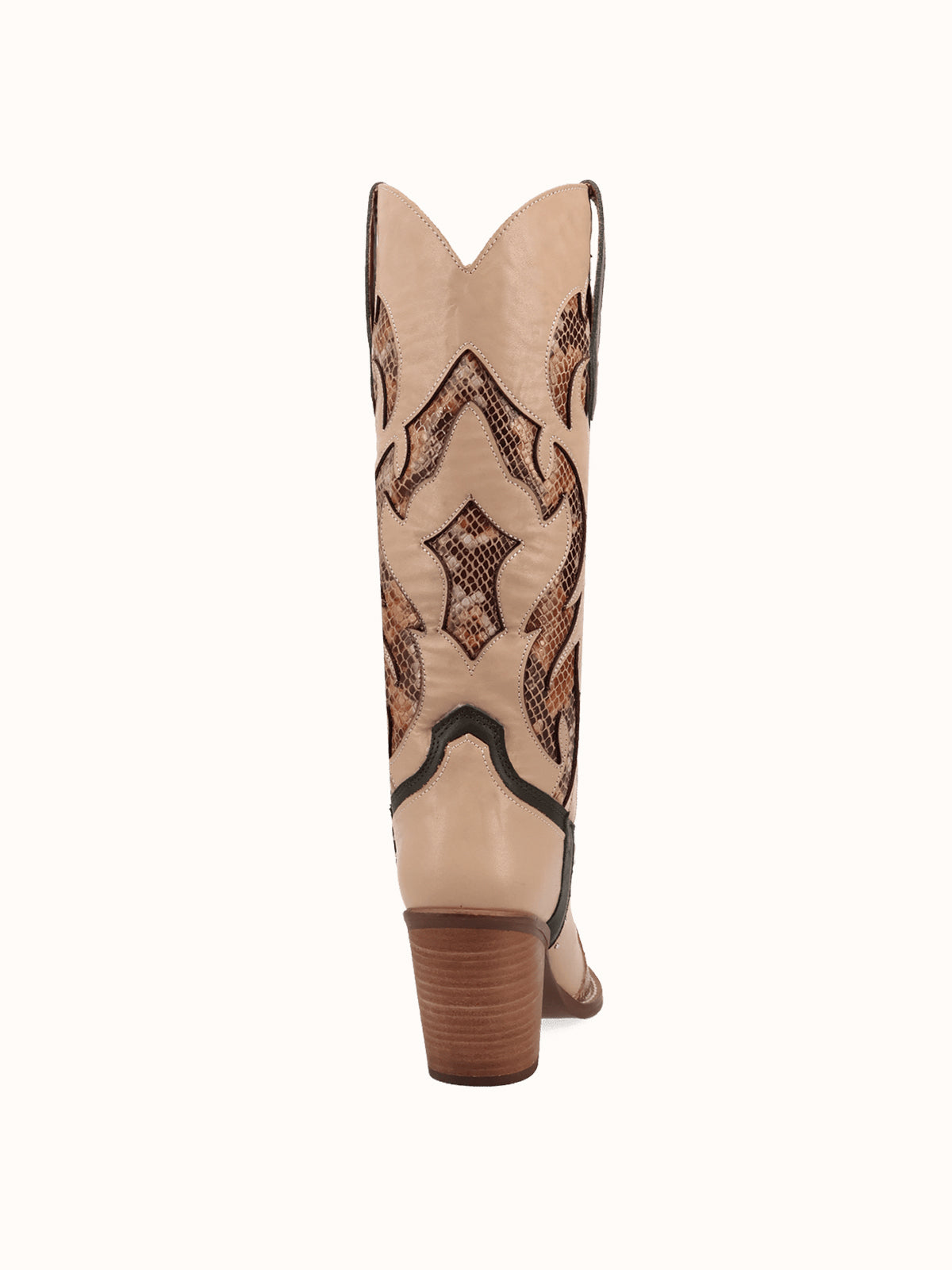 Contrast Sand And Snakeskin Pattern Snip-Toe Mid Calf Cowgirl Boots