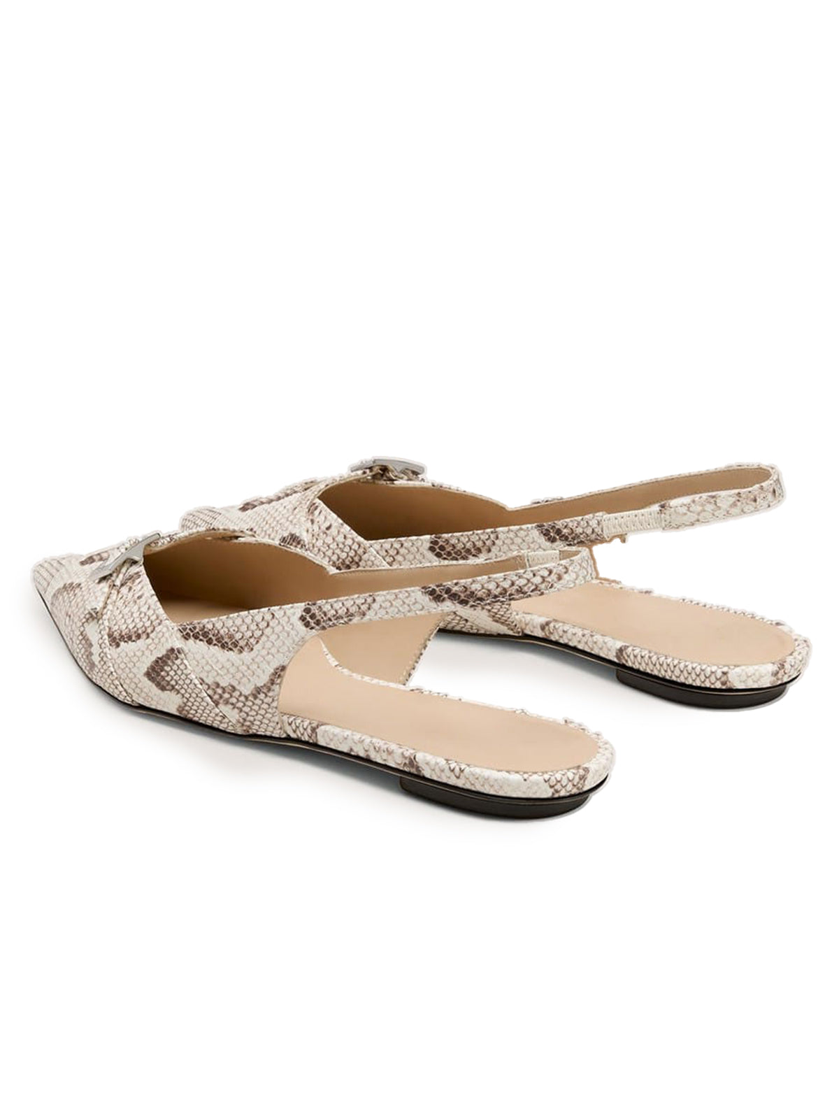 Snakeskin Pattern Pointed-Toe Front Strap And Back Strap Chic Flats