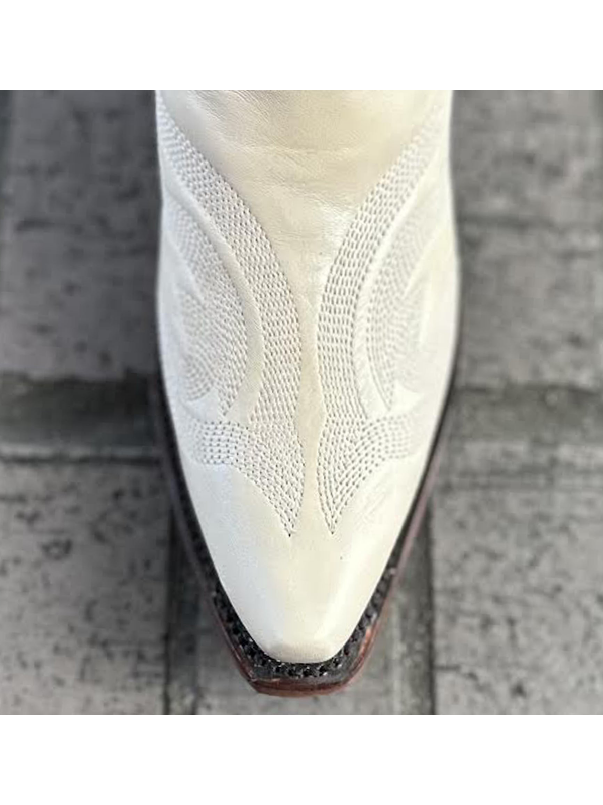 Bone Embroidery Tall Snip-Toe Wide Mid Calf Western Boots For Women