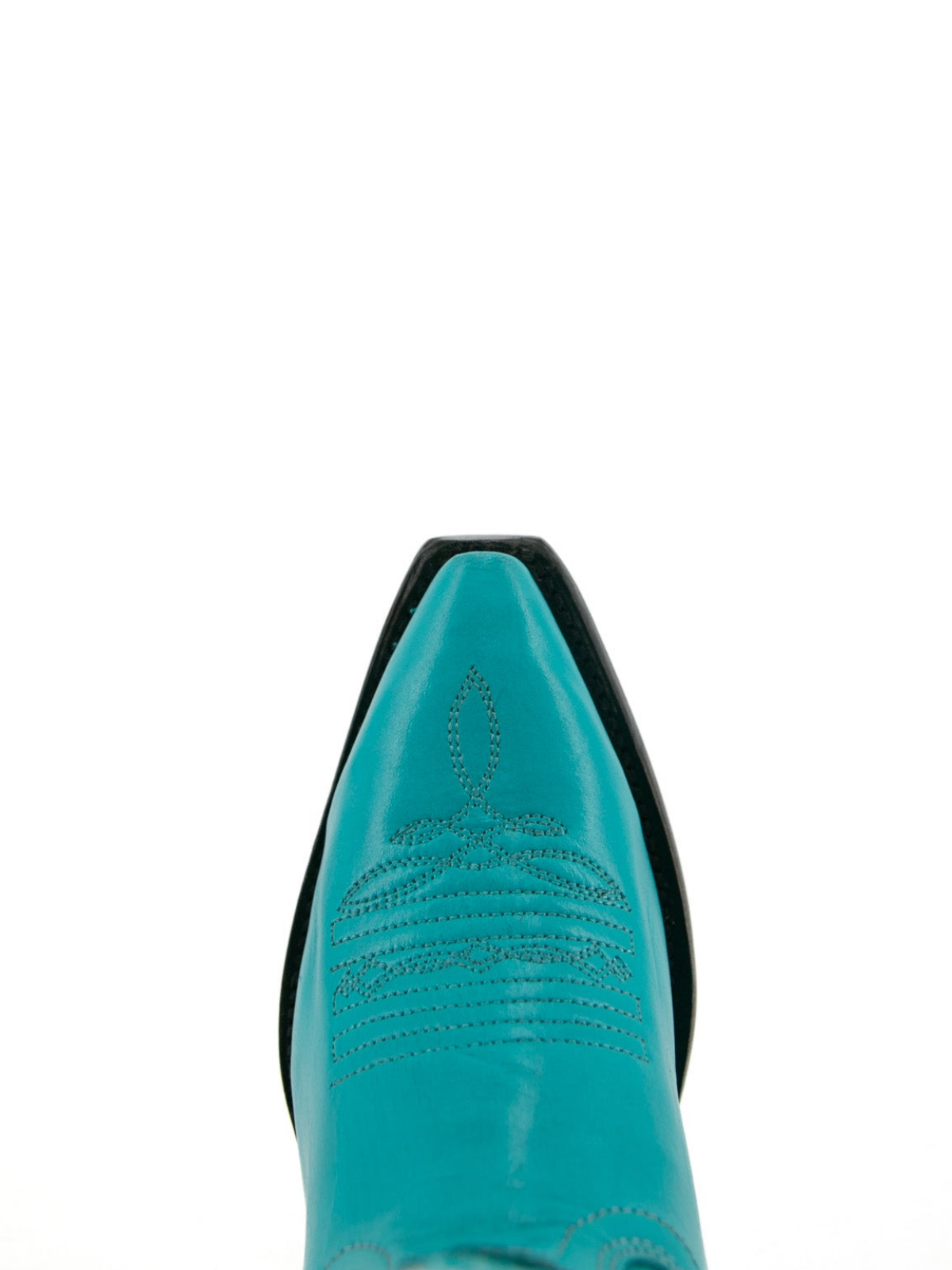 Turquoise Snip-Toe Embroidery Rhinestone Mid Calf Tall Cowgirl Boots