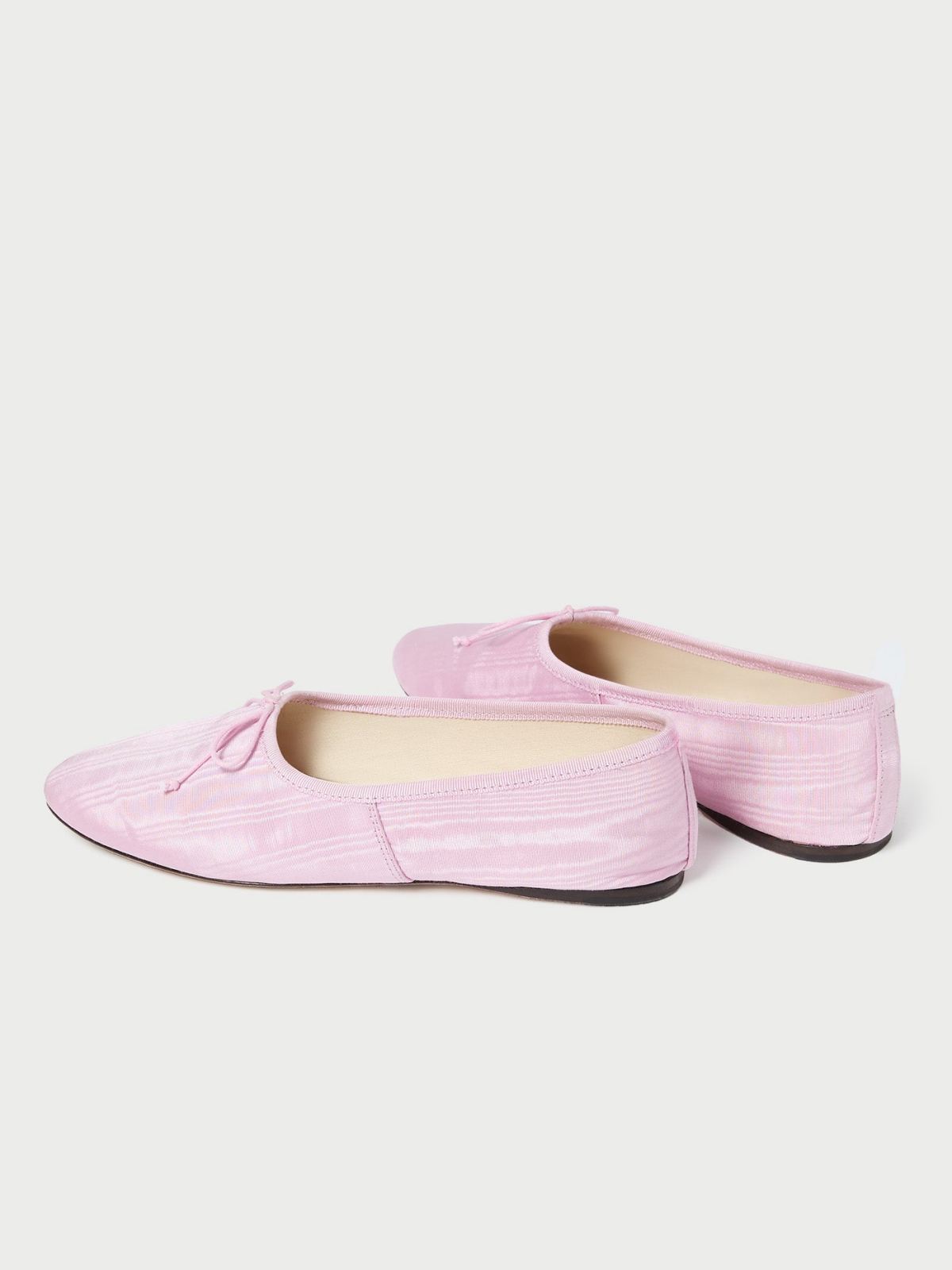 Blush Pink Fabric Almond-Toe Ballet Bow Flats