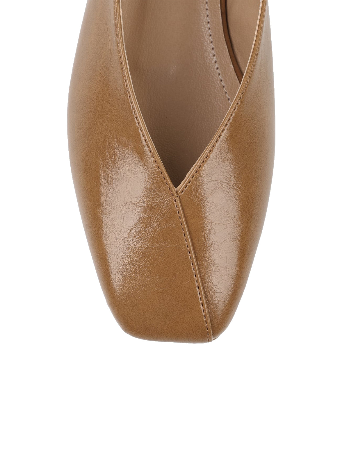 Camel Square-Toe Classic Buckle Back Strap Slip-On Flats