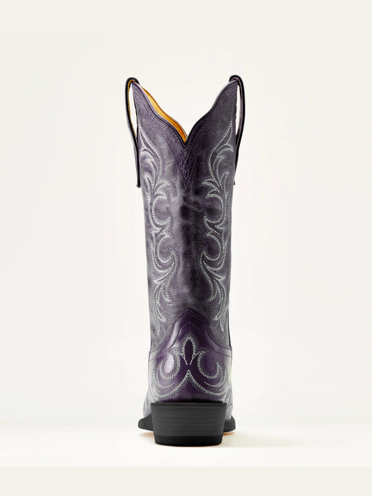 Purple Embroidery Snip-Toe Mid Calf Western Boots For Women