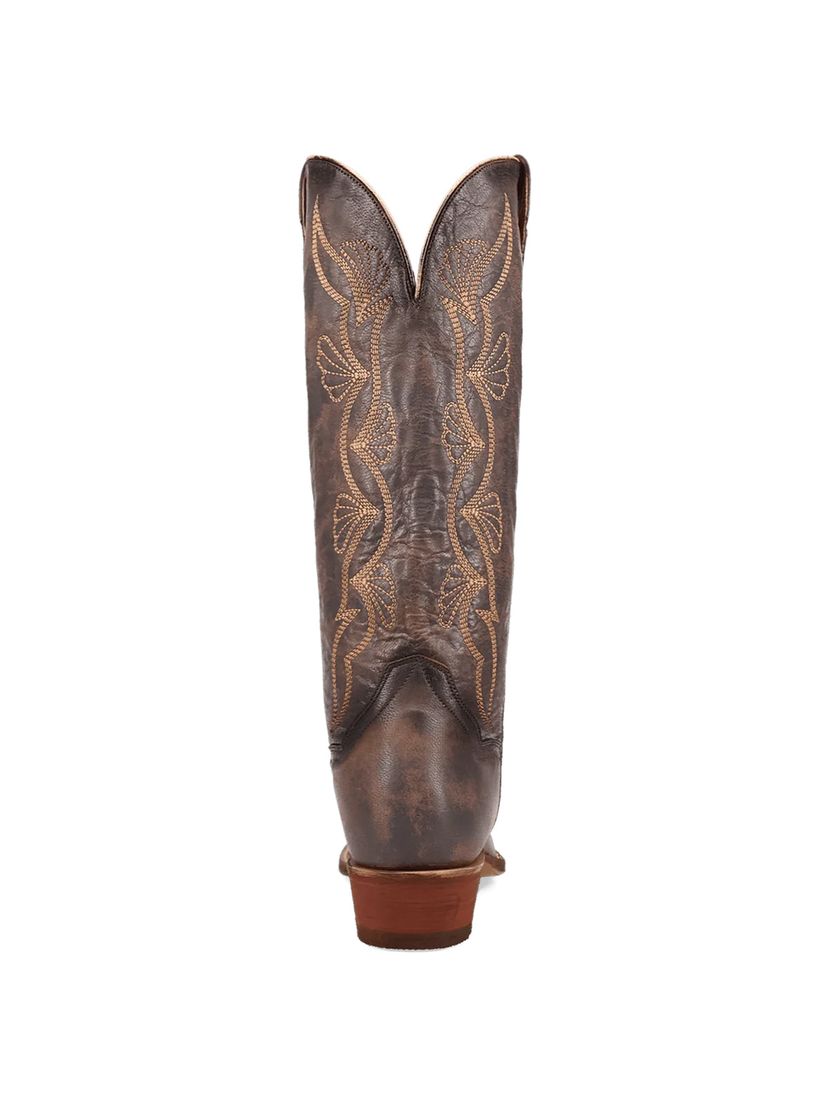 Dark Gray Almond-Toe Fan-Shaped Embroidery Wide Knee High Cowgirl Boots