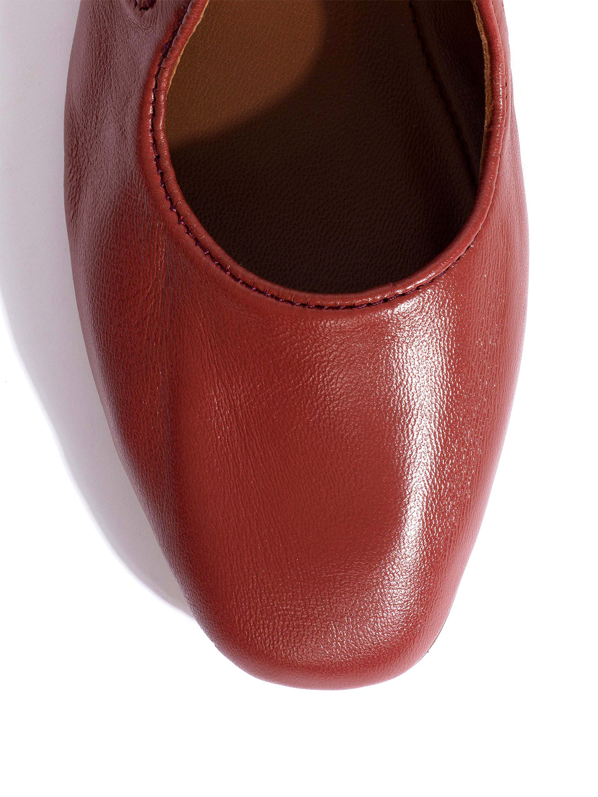 Square-Toe Buckle Strap Chic Flats - Red