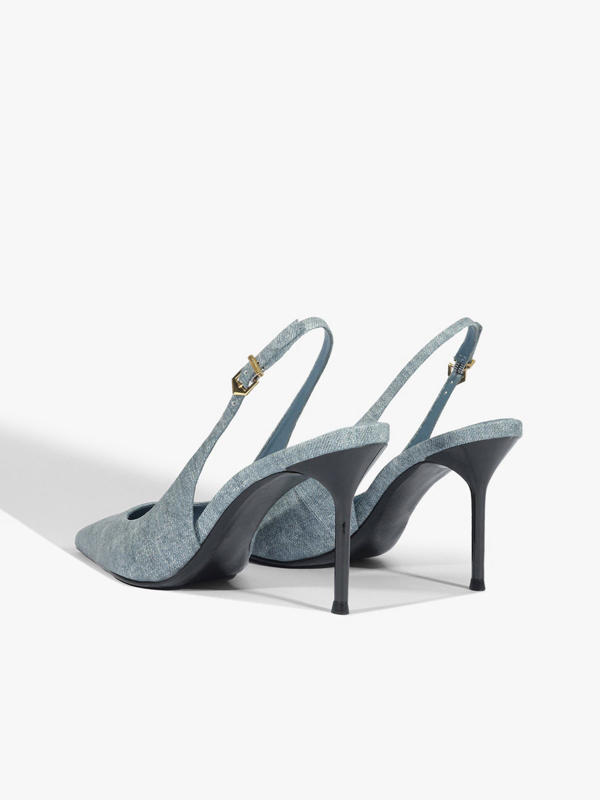 Blue Denim Pointed-Toe Classic Slingback High Heels Pumps