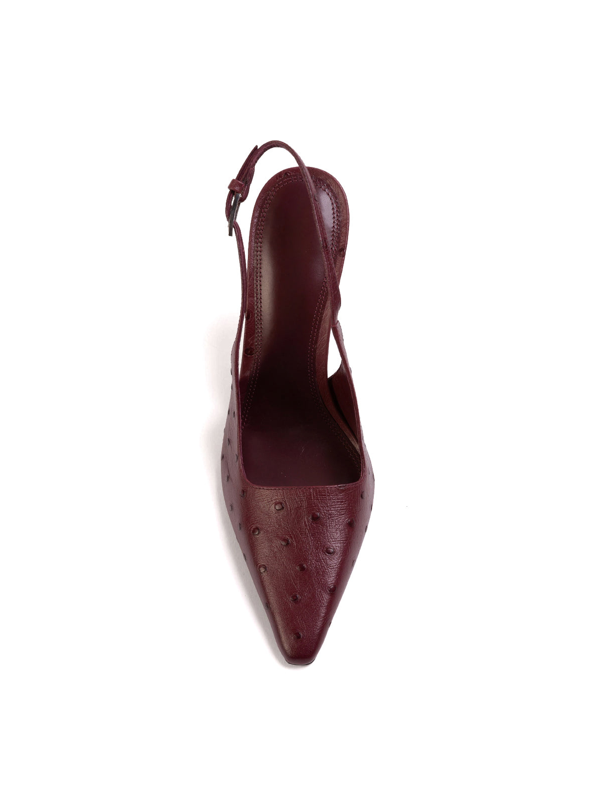 Ruby Red Ostrich Print Pointed-Toe Classic Slingback High Heels Pumps