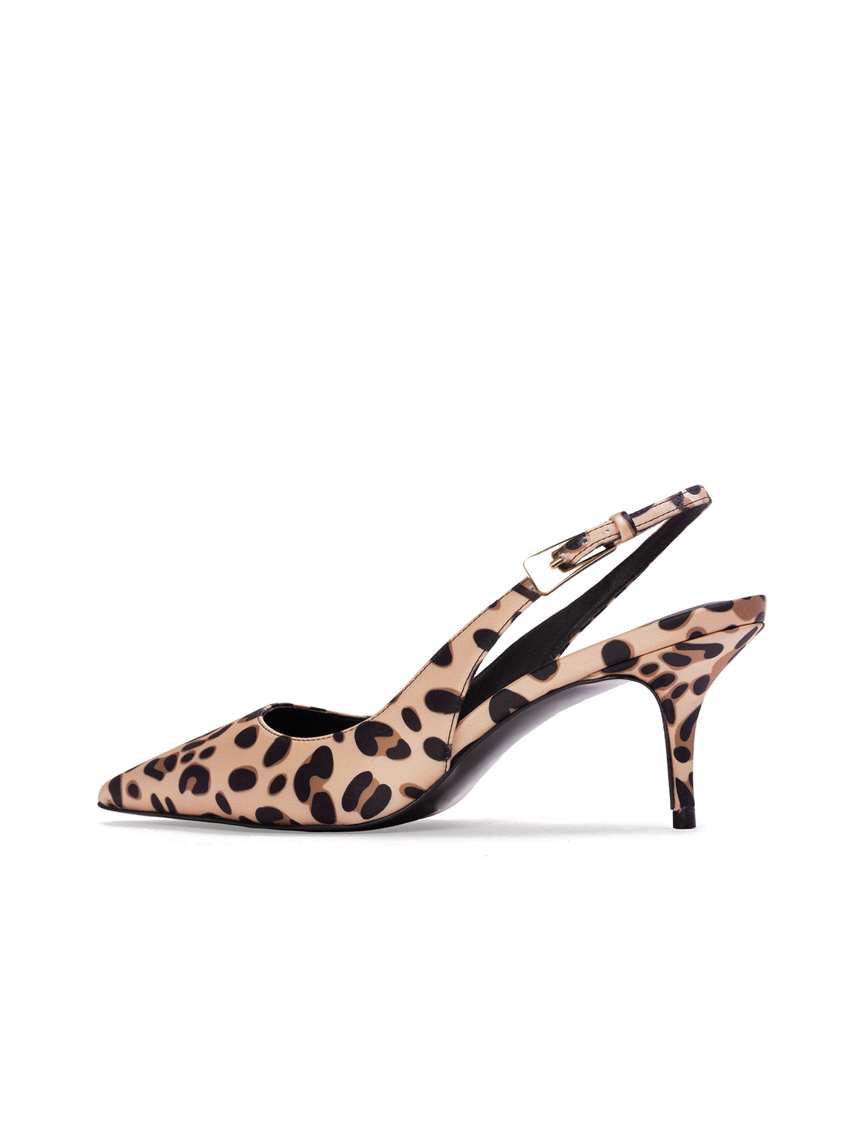Leopard Pointed-Toe Classic Slingback Kitten Heels