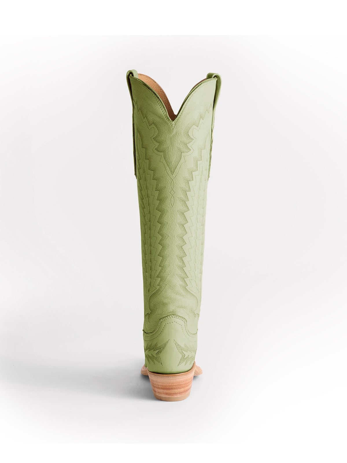 Snip-Toe Embroidery Wide Calf Knee High Tall Cowgirl Boots - Light Green