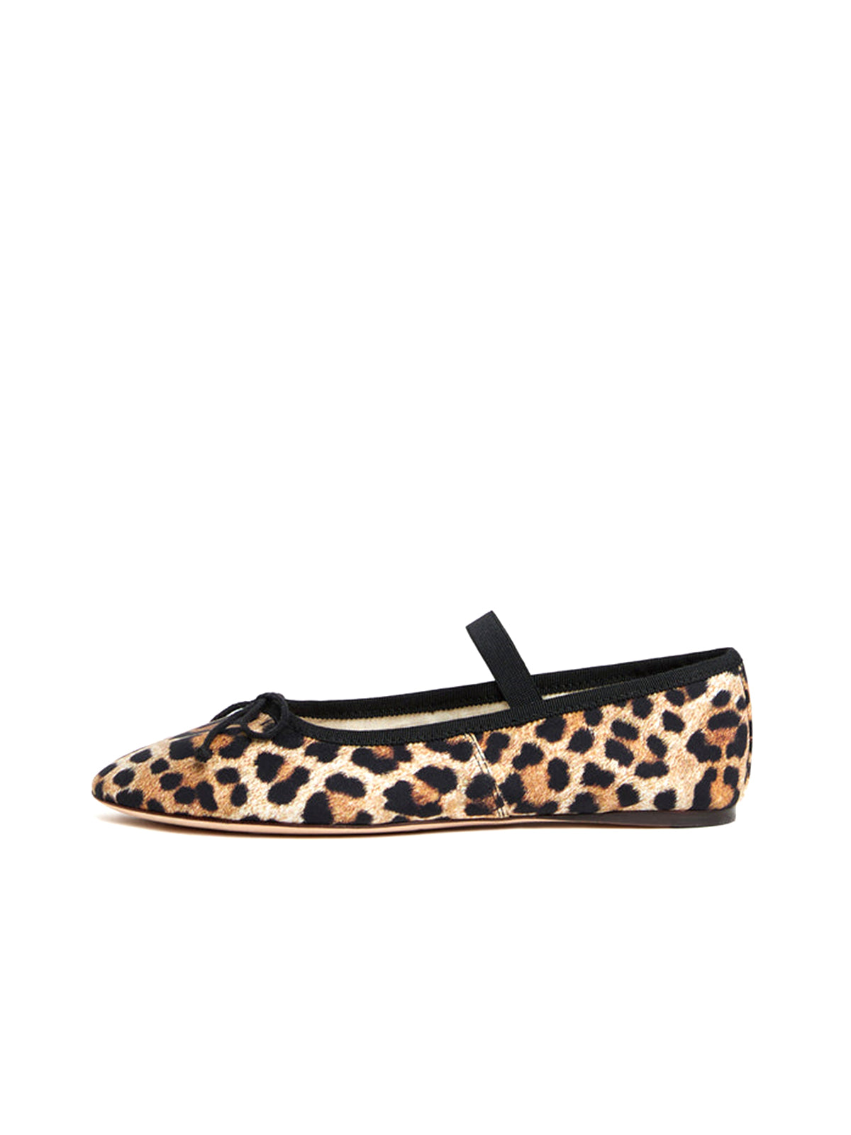 Leopard Jersey Faux Suede Round-Toe Front Bow Ballet Flats