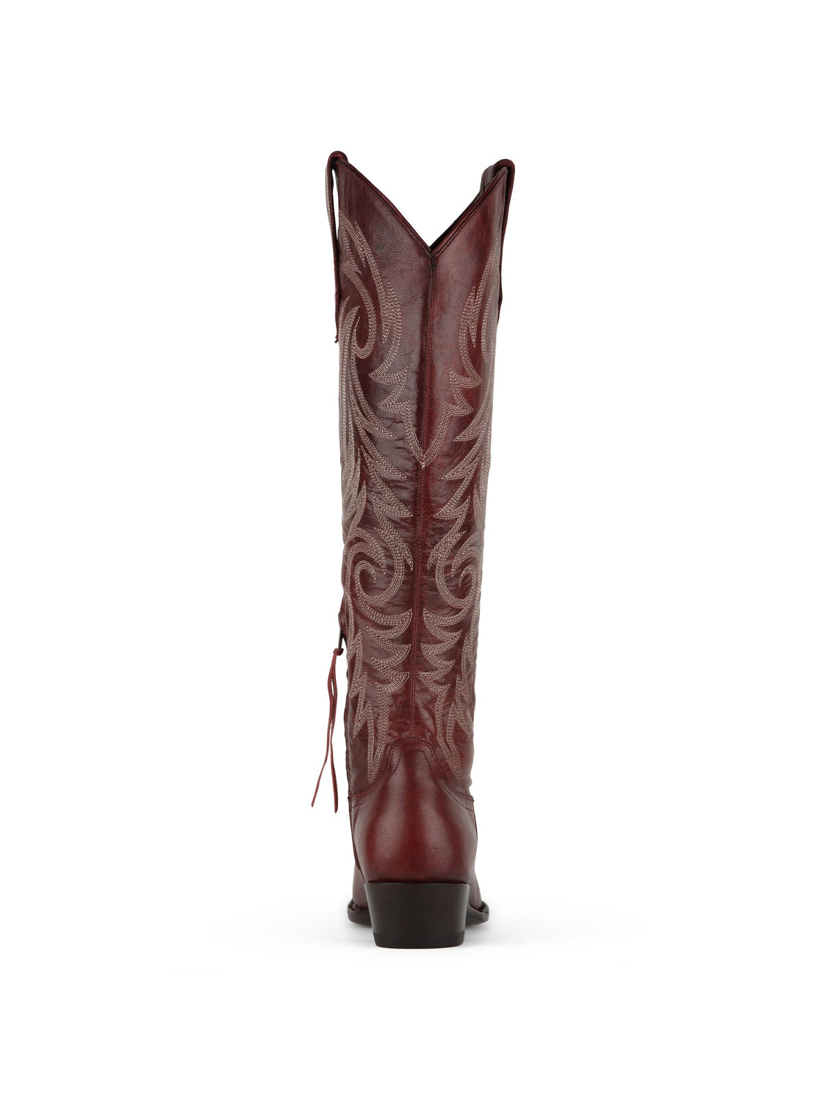 Dark Red Snip-Toe Classic Embroidery Western Half-Zip Knee High Cowgirl Boots