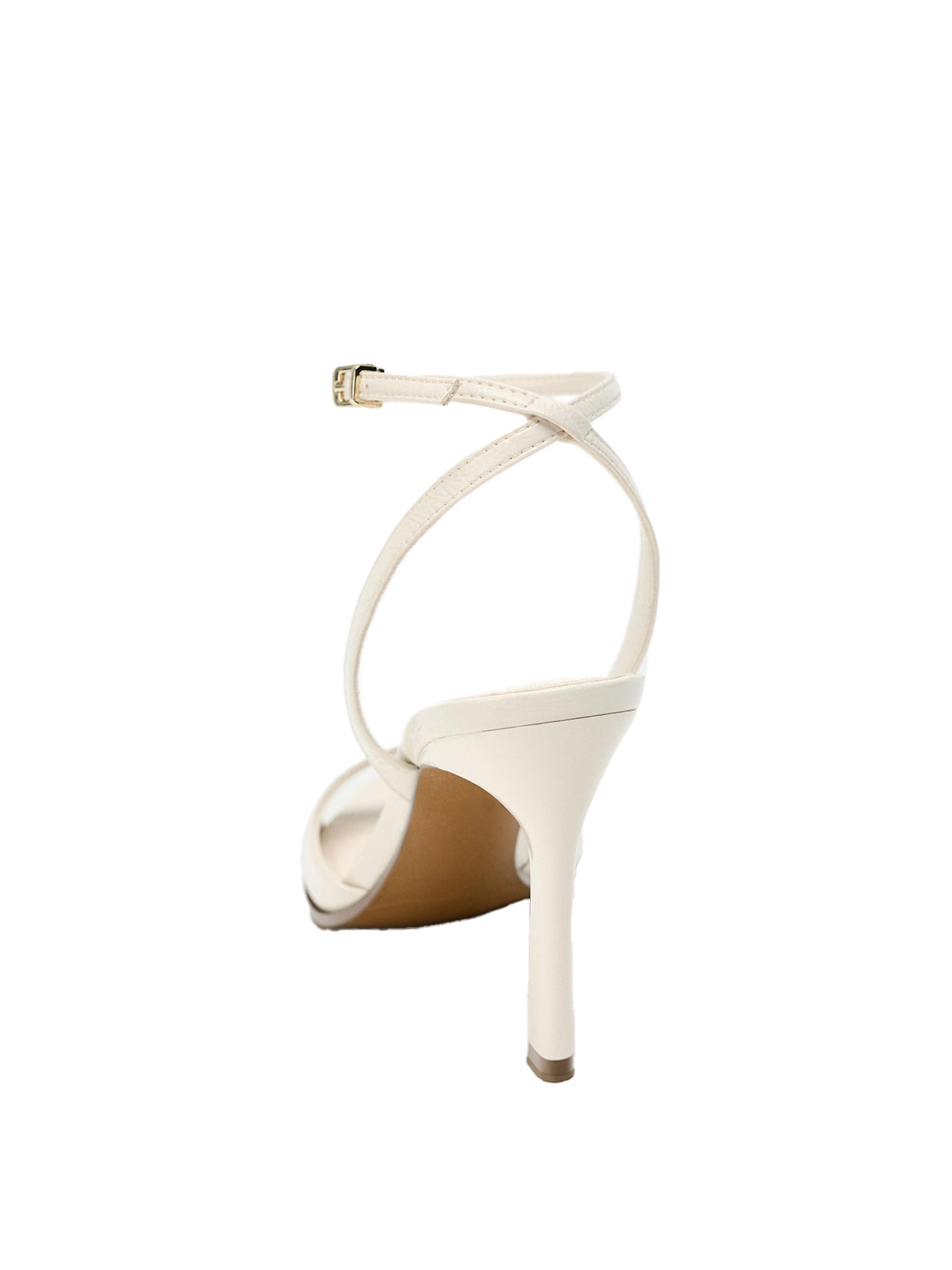 Ankle Strap Square-Toe Slingback High Heels - White